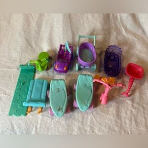 Littlest Pet Shop Accessories, LPS Vehicles Lot car, sleds, tricycle, & more